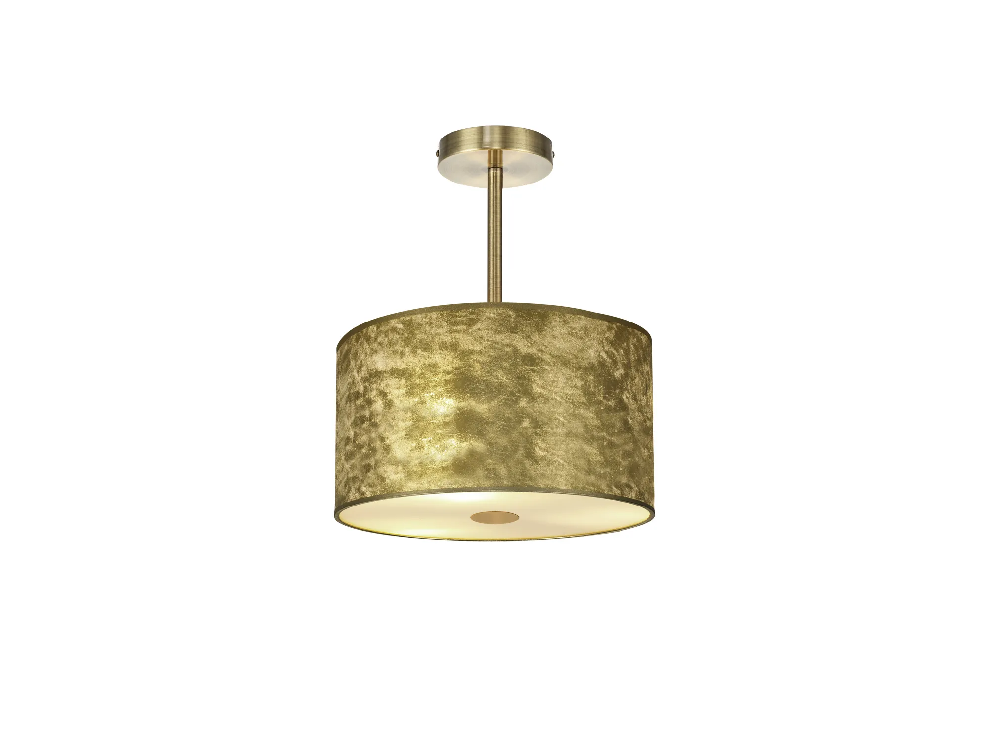 DK0824  Baymont 30cm Semi Flush 1 Light Antique Brass, Gold Leaf, Frosted Diffuser